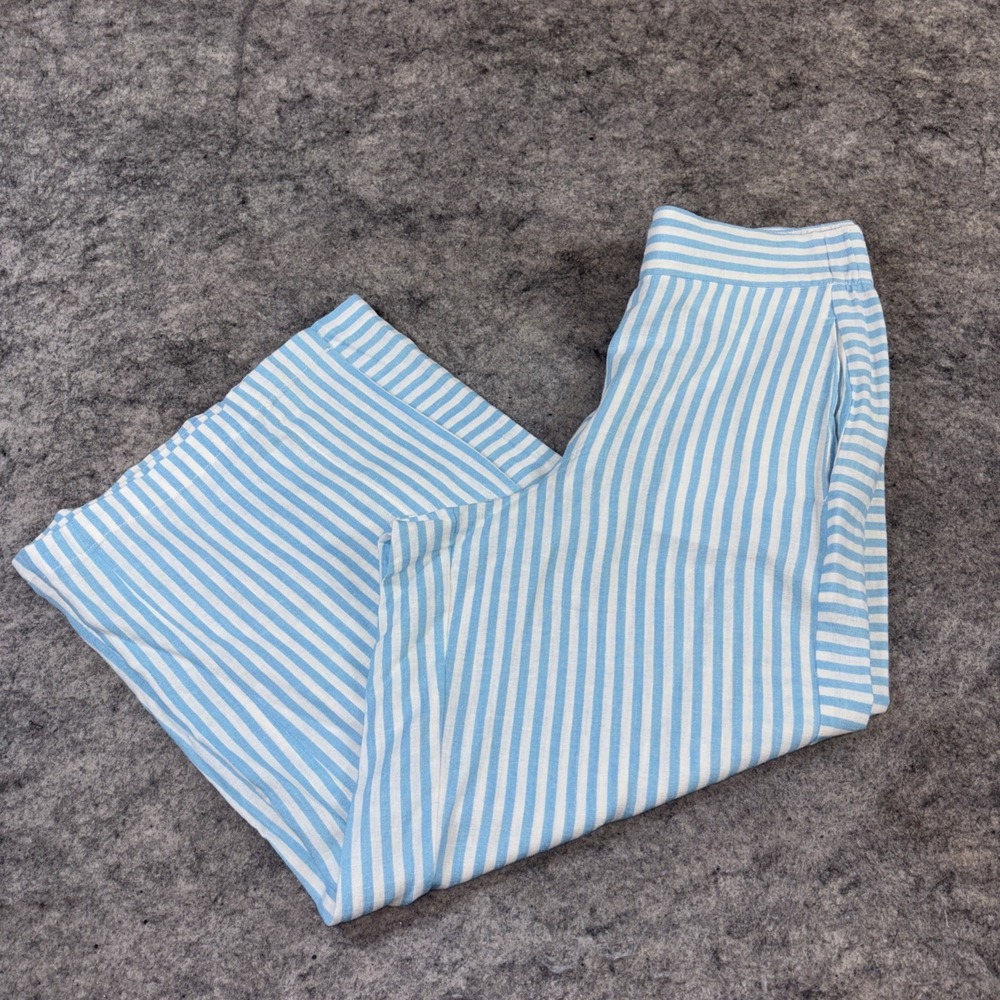 New Stella Linen Blend Pants Women's Small Elastic Waist Stripped Nautical